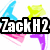 Pixelated text reads "ZackH2 is da best" over colorful abstract shapes in blue, yellow, pink, and purple.