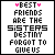 A 5x4 contact sheet of animated frames showing a pixel art text-based icon with changing pink heart symbols around the phrase "BEST FRIENDS ARE THE SISTERS DESTINY FORGOT TO GIVE US" on a white background.