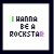 pixelated text icons displaying "I WANNA BE A ROCKSTAR" with varying letter color combinations