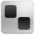 A static square icon with rounded corners containing two dark gray rounded rectangles on a light gray background.