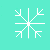 Pixelated snowflake icon with green text 'let it snow' on cyan background, animated to show sequential text appearance.