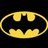 Yellow Batman logo with a yellow vertical line and pixelated text reading 'am batman!' on black background.
