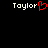 Pixelated text 'Taylor' with a red heart symbol replacing the letter O on the left, and plain white 'Taylor' text on the right against black background.