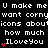 Black background with white pixelated text repeating phrases and red heart symbols scattered throughout.