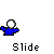 Pixelated character with white head and blue body in three poses: arms outstretched, one arm raised, and side view.