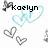 Pixelated icon with two names, 'Kaelyn' and 'christine', each above a light blue heart outline, accompanied by gray hearts and butterflies.