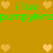 Pixelated icon with brown background, green text reading 'iluv pumpykin pumpykin', and multiple light brown heart symbols