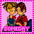 Pixel art contact sheet of an animated buddy icon showing two cartoon characters in a romantic pose with changing facial expressions and text "SOMEDAY" on each frame against a pink background.
