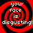 Four identical red and black spiral patterns with white text reading 'your face is disgusting!' arranged in a