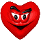 Red heart-shaped icon with cartoon face displaying multiple expressions including angry, smiling, and squinting eyes.