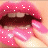 Animated sequence of lips with pink lipstick and white dots, fingers adjusting the lower lip in a