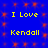 Blue background with red star-like patterns and yellow text reading "I Love Kendall" in four identical sections.