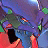 A 48x48 pixel animated buddy icon featuring a stylized anime character with purple hair and red accents on the left, paired with "Anime IM" text in silver block letters on a black background to the right.