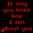 Red pixelated text on black background with animated heart symbols appearing and disappearing near the phrase "about you".