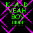 Green text 'K-A-D YEAH BOY !!!!!' on black background with pink lines, animated as four identical shift position