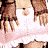 Animated contact sheet of a pixelated character in pink and brown clothing with visible hands, feet, and torso across seven frames showing slight motion changes.
