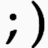 Black pixelated symbols on white background: a small circle, diagonal slash below it, and large curved line to the right.