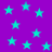 A static image of cyan stars scattered across a solid purple background with no visible text or additional elements.