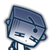 Two pixelated cartoon character head views with blue hair and closed eyes, one facing left, the other right.