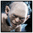 A pixelated image of a bald character with large ears and blue clothing, alongside multiple variations of 'The Lord of the Rings' text in orange serif font on white backgrounds.