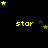 Yellow star symbols and text 'star' on a black background with scattered smaller stars, some of which change position across frames.