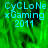 Green pixelated background with cyan text reading "CyCLONe xGaming 2011" in four , one showing a