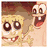 Pixelated cartoon character with large eyes and a wide grin, wearing a brown shirt against a yellow background.