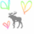 Pixelated moose surrounded by hearts and text reading 'gotta love' and 'gotta love that moose' with heart symbols.