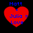 Four red heart-shaped icons with blue text reading "Matt + Julia = Love" on a black background, two showing pixelated edges and two sharp.