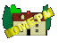 Animated sequence of a house with changing tree arrangements and partially visible text overlays on a gray background.