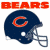 A split-screen contact sheet showing two static frames of a pixelated Chicago Bears football helmet icon with "BEARS" text above and "OriginalIcons.com" branding on the right.