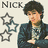 A pixelated image of a person with dark curly hair wearing a dark jacket over a light shirt, standing against a white background with gray stars and the text 'NICK' above.