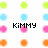 Pixelated grid of colored circular icons with black text 'KIMMY' centered over a pink icon, arranged in four rows and three columns on white background.