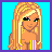 A 4-frame pixel art contact sheet showing a cartoon woman in Lakers-themed attire with blonde hair, green eyes, and various poses across frames.