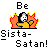 Pixelated graphic with a gray background, featuring text and a character engulfed in flames.