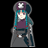 Pixelated anime-style character with teal hair and purple hat next to "Anime IM" text on black background.