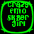 Four identical green pixelated text icons arranged in a on black background, each displaying 'CRAZY FMO SK BER JIM' with rounded corners