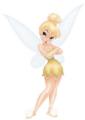 Static cartoon fairy character with blonde hair in bun, translucent wings, yellow dress, and crossed arms against white background.