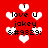 Red background with white heart shapes and black text reading 'i love u jakey & #9829;'.