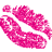 A static pixelated image of pink lips with a white gap between them, set against a plain background.