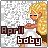 Pixel art animation of a blonde character with long hair in brown shorts, showing three frames where the character's pose and text change against a gray dithered background.