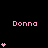 Pixelated pink text 'Donna' appears with varying numbers of small pink hearts on a black background, some hearts animated to change in quantity.