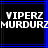 Pixelated text 'VIPERZ MURDURZ' in white on black background with blue lines, displayed as a static image
