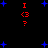 Red text and blue stars on black background with four identical vertical arrangements of symbols.