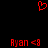 Red pixelated heart symbol above two identical red text strings reading 'Ryan <3' on a black background.