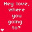 Red background with white pixelated text 'Hey love, where you going to?' and varying numbers of white star icons in different positions across frames.