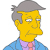 Pixelated yellow-skinned character with gray hair, wearing a blue jacket over purple shirt and pink tie.