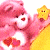 A pixelated Care Bear character holding a yellow star against a green background with "Original Icons .com" text.