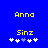 Blue background with yellow text 'Anna' and 'Sinz' above white and light purple star icons arranged in two