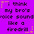 Purple background with black pixelated text repeating 'i think my bro's voice sounds like a firedrill' and yellow star icons, some of which change position or color.